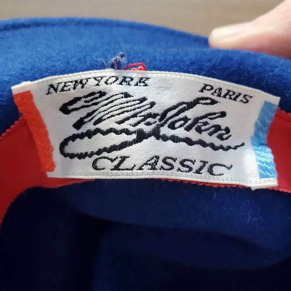Vintage 60's Mr. John Blue Wool Feather Homburg Hat